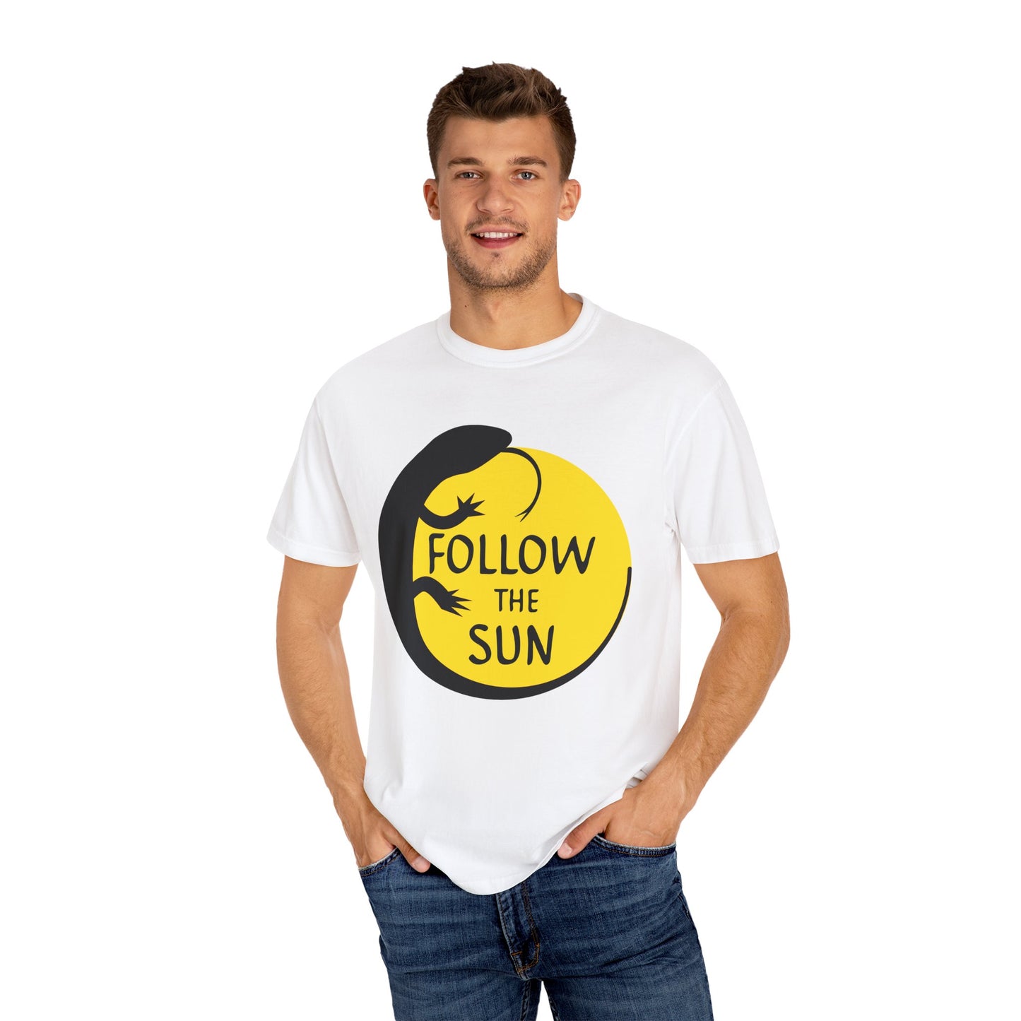 „Follow The Sun“ od Electric Lizard – unisexové triko v barvě oděvu