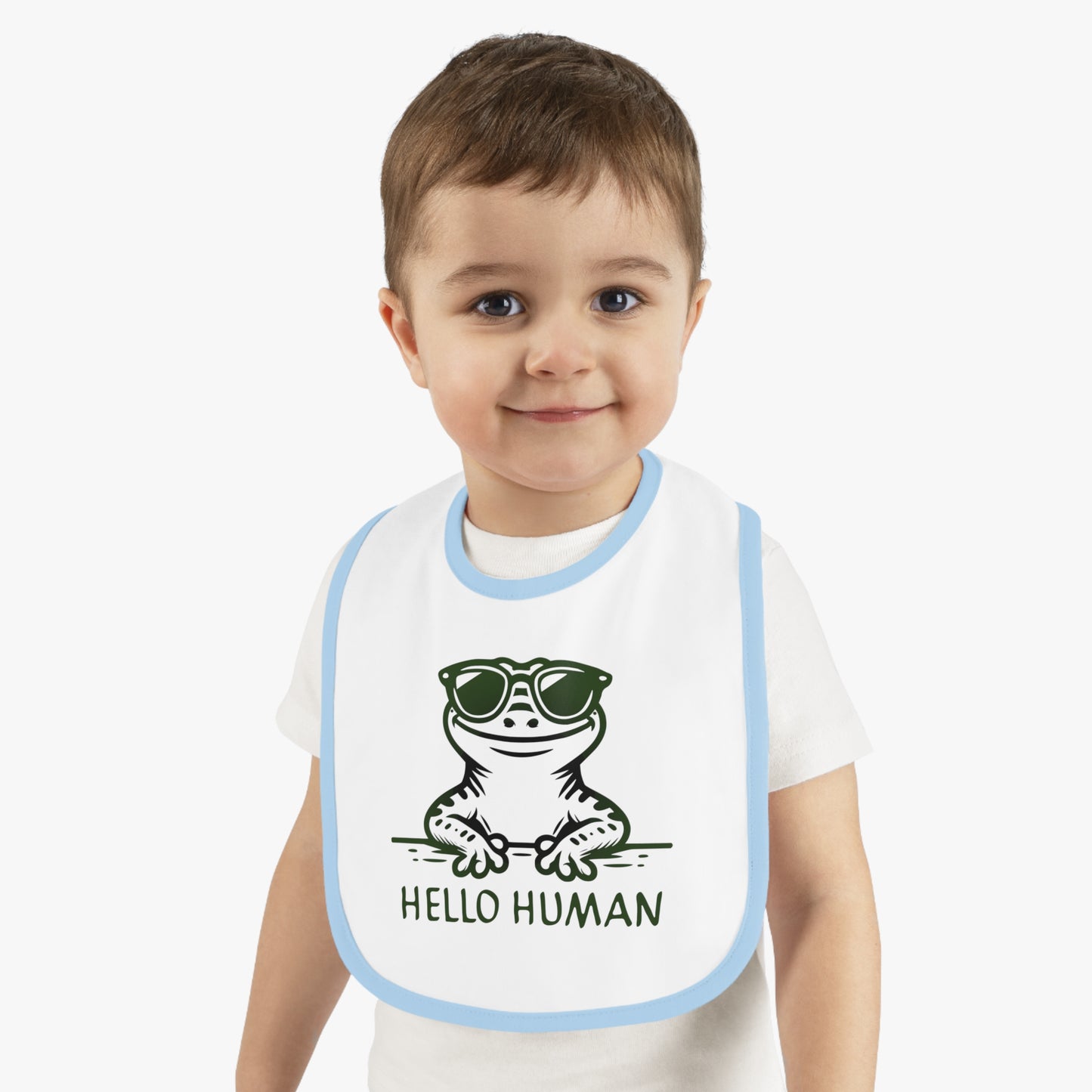 "Hello Human 2" od Electric Lizard - bryndáček s kontrastním trimem pro miminko