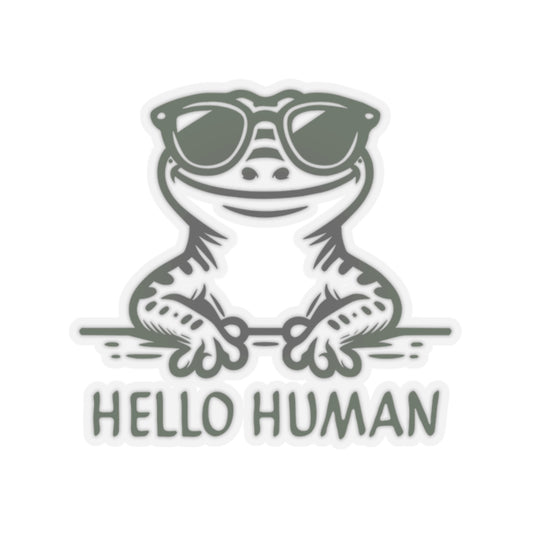 'Hello Human 2" by Electric Lizard  -Kiss-Cut Stickers