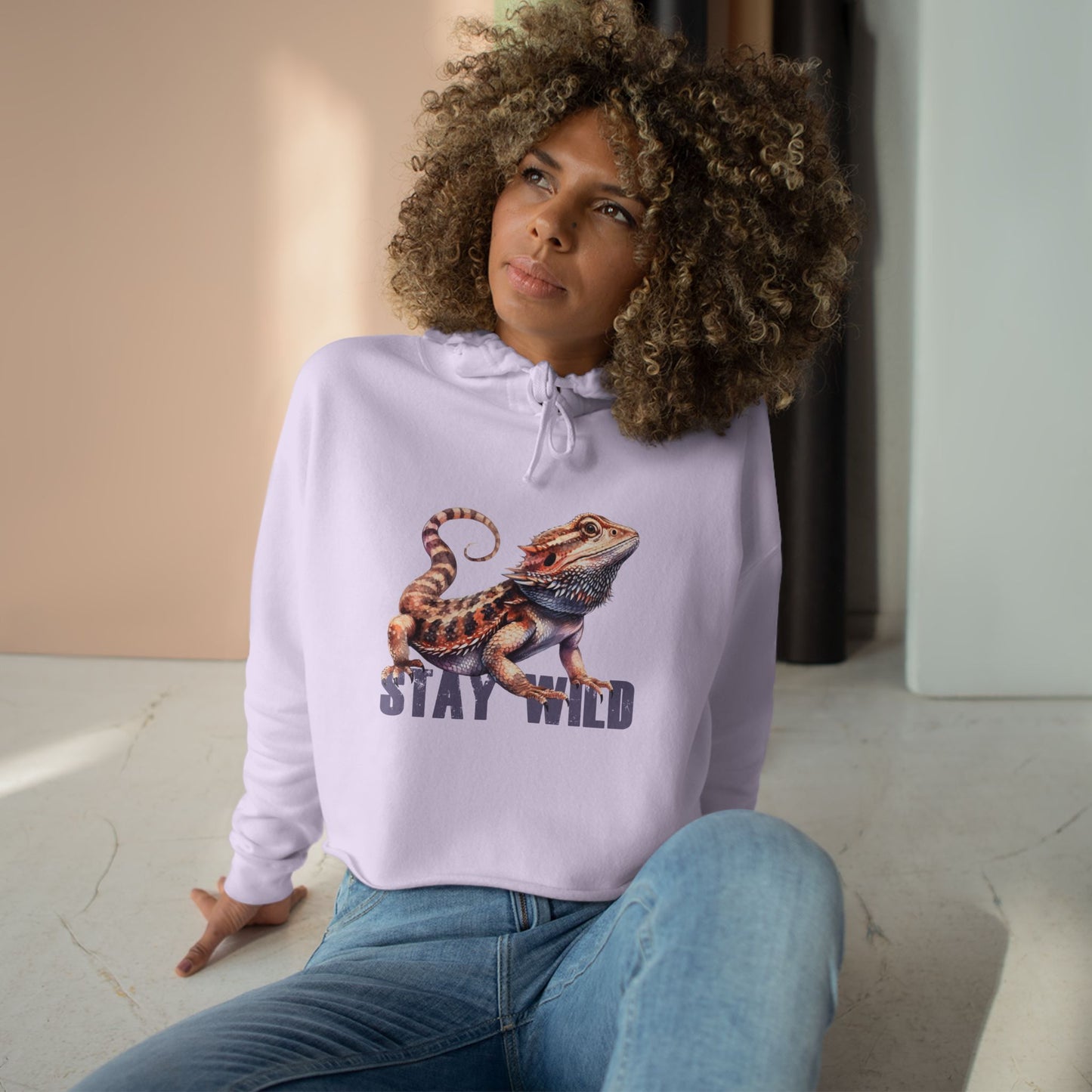 "STAY WILD" by Electric Lizard - Crop Hoodie