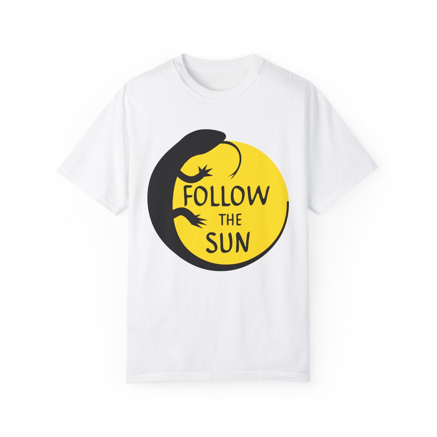 "Follow  The Sun" by Electric Lizard - Unisex Garment-Dyed T-shirt