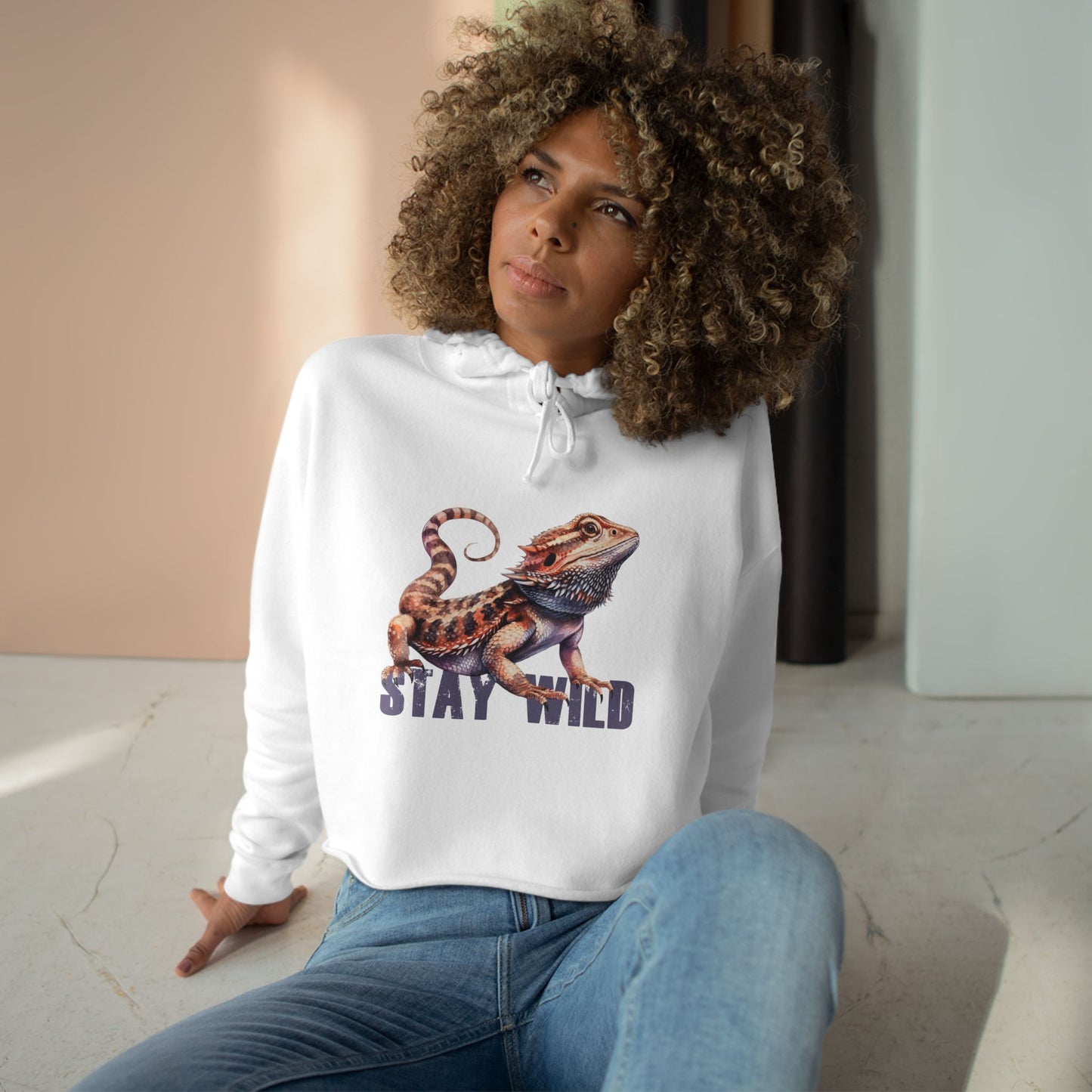 "STAY WILD" by Electric Lizard - Crop Hoodie