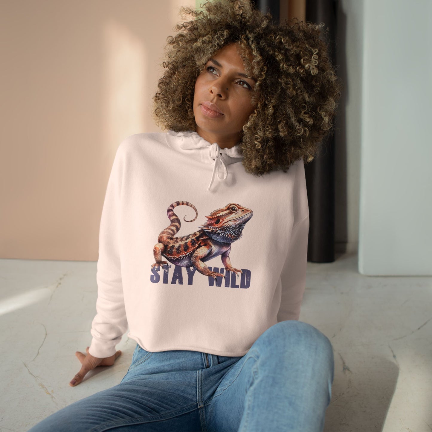 "STAY WILD" by Electric Lizard - Crop Hoodie