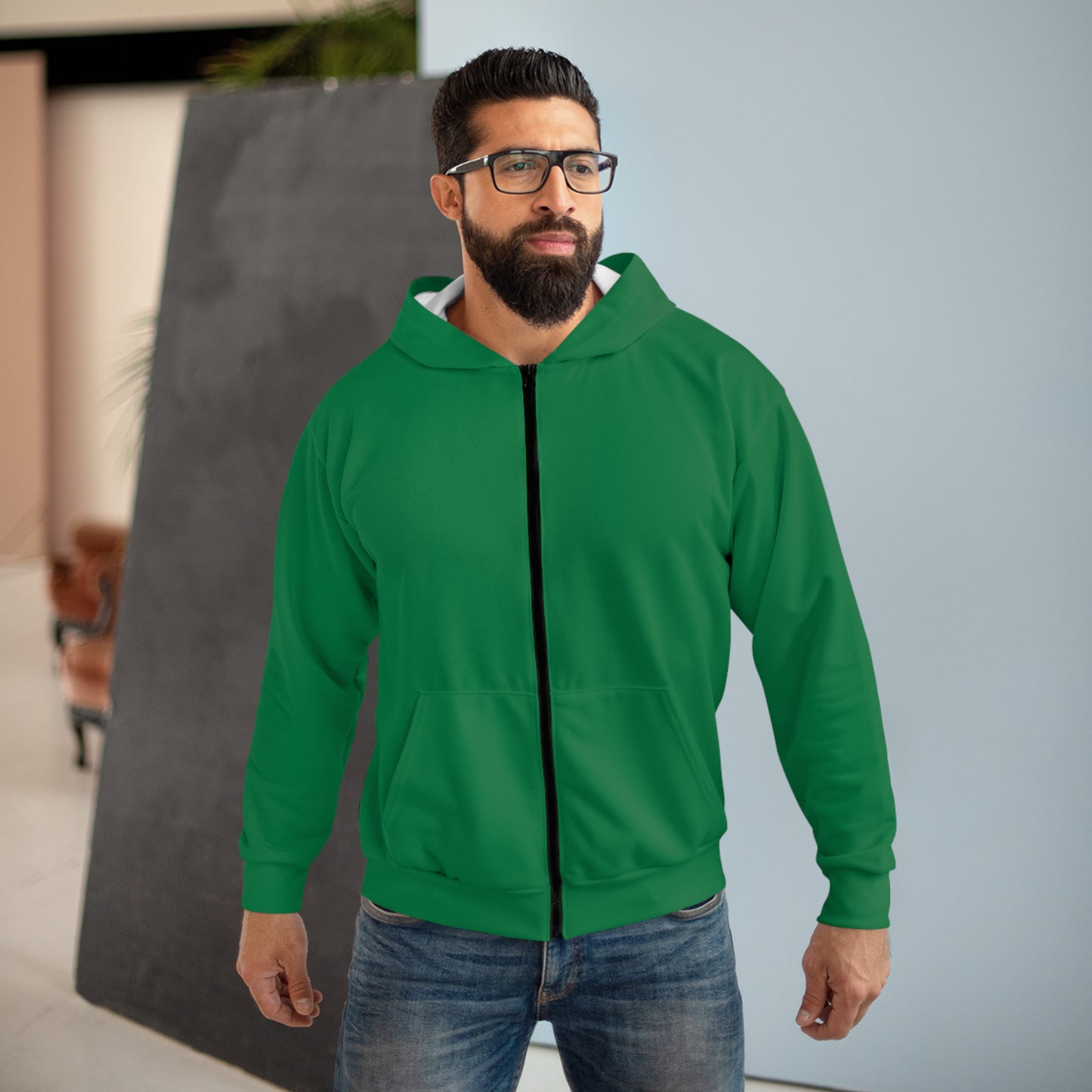 "Hello Human 2" by Electric Lizard - Unisex Zip Hoodie