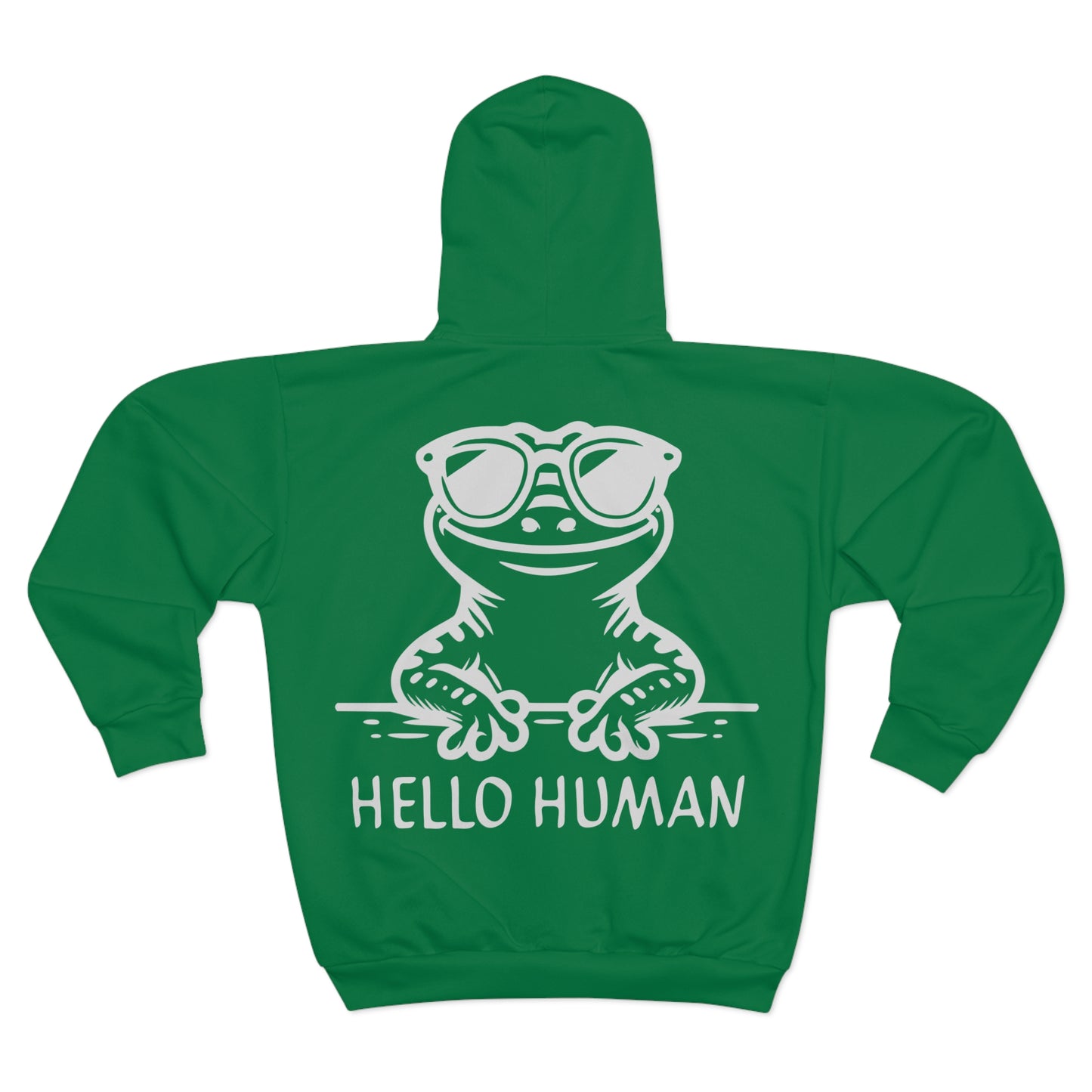 "Hello Human 2" by Electric Lizard - Unisex Zip Hoodie