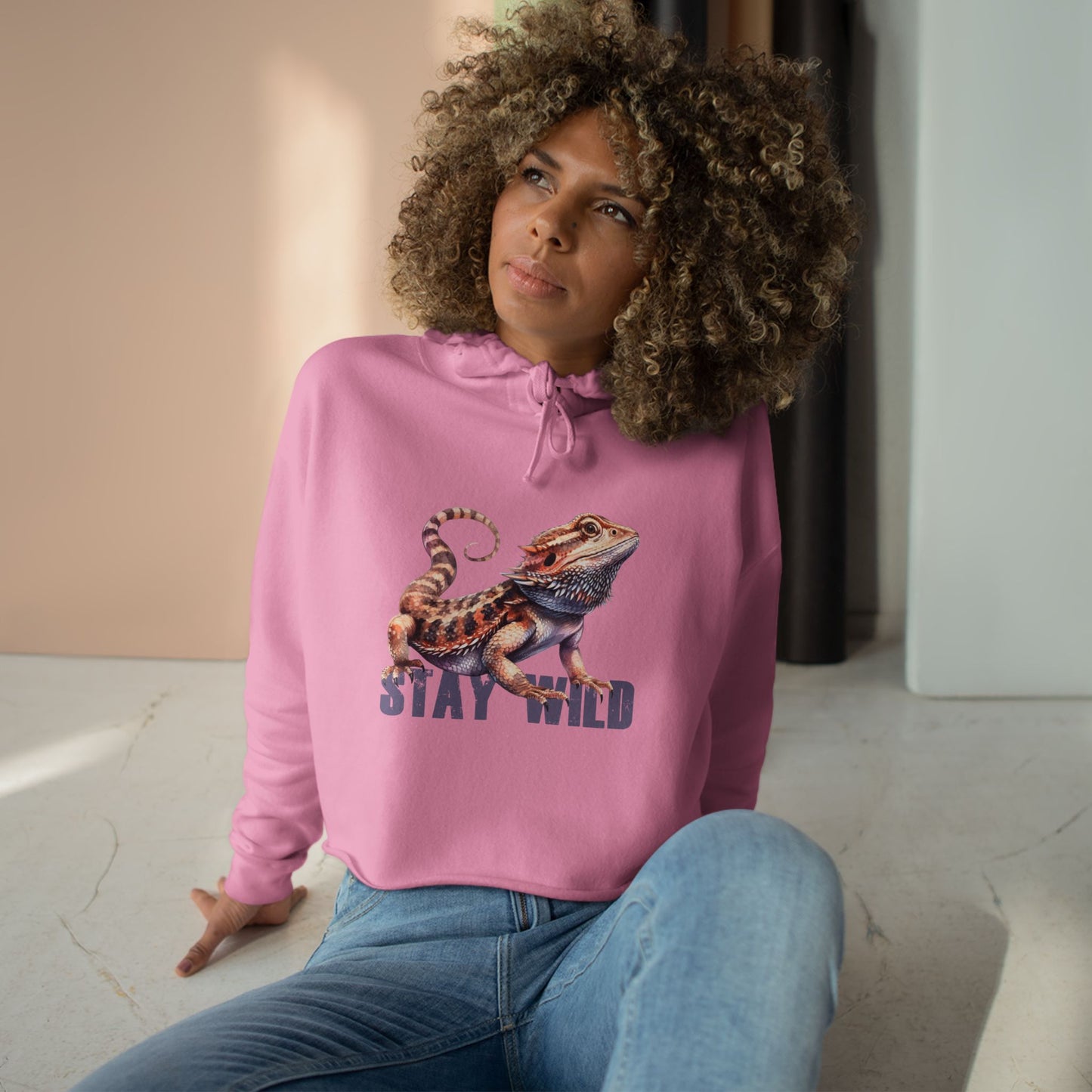 "STAY WILD" by Electric Lizard - Crop Hoodie