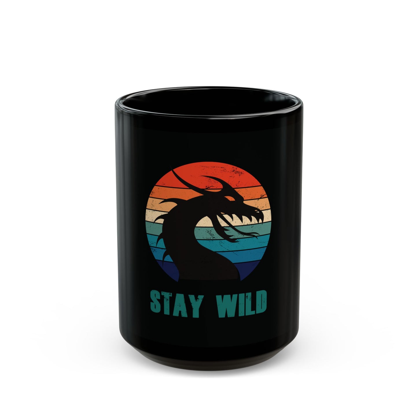 "STAY WILD" by Electric Lizard - Black Mug (11oz, 15oz)